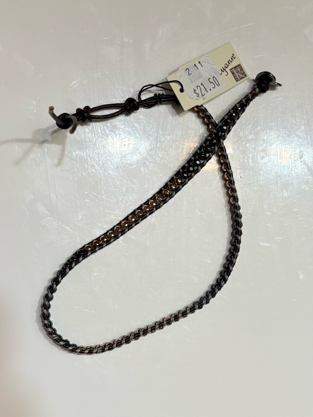 Bella Ryann beaded leather wrap bracelet/choker necklace